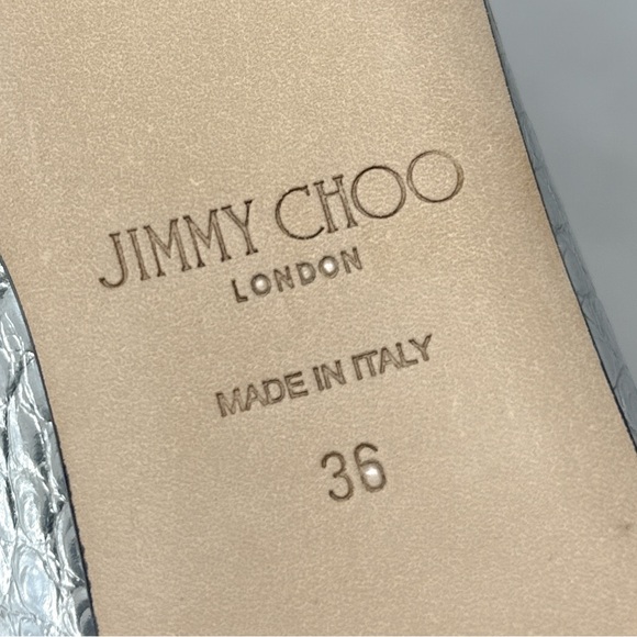 NEW Jimmy Choo Joselyn Croc Metallic Leather Square Toe Loafer Flat Shoes Silver - Picture 9 of 12